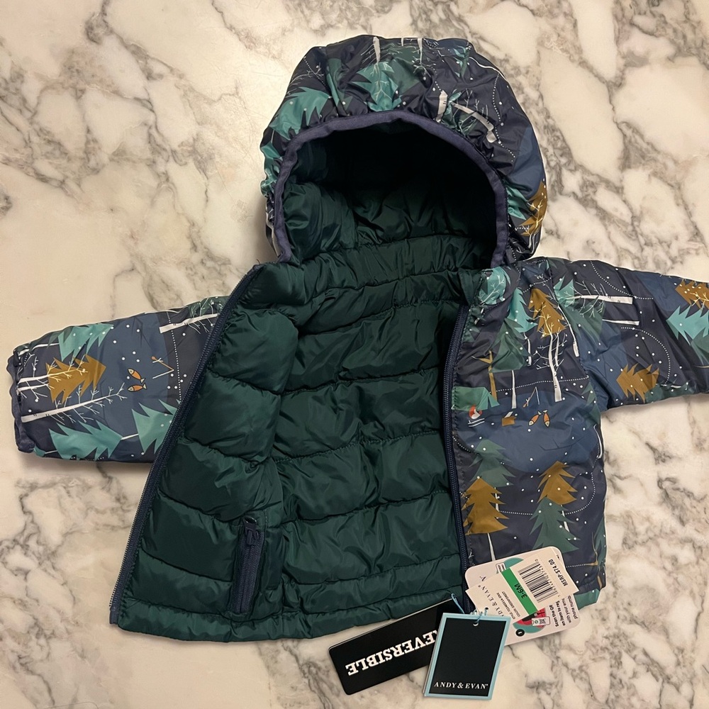 Andy & Evan Hooded Boys Infant Snow Puffer Jacket size 6 months NWT